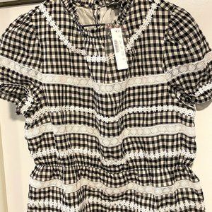 J Crew Plaid with Daisy Print, Size M (NEW: With Tags)